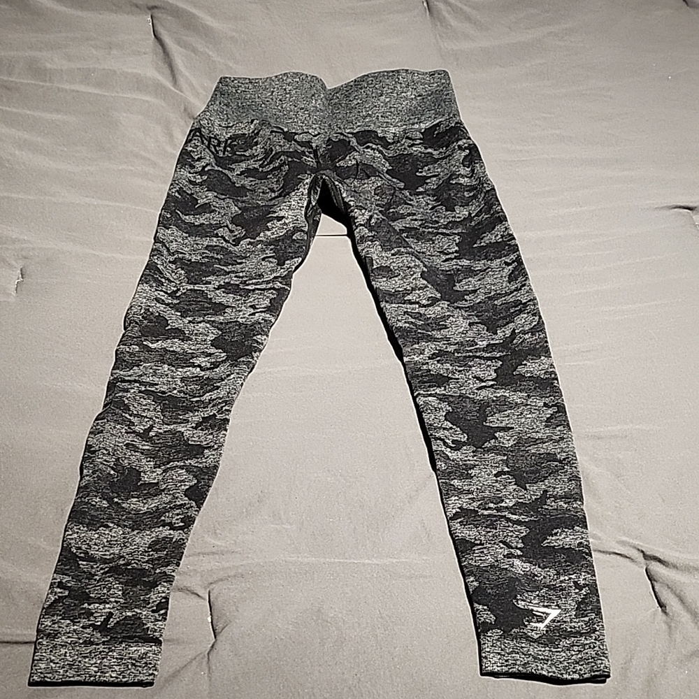 Gymshark Gray Leggings with Urban Camouflage Design